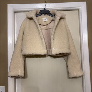 EUC WOMEN’S HYACINTH HOUSE FLEECE JACKET SIZE SMALL S WHITE FLEECE POLY BUTTONS